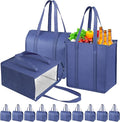 10pcs Insulated Grocery Bags with Zippered Top for Frozen Food Shopping Groceries Travel Insulated Tote Cooler Thermal Bags Hot and Cold Storage Reusable Bag with Reinforced Handles