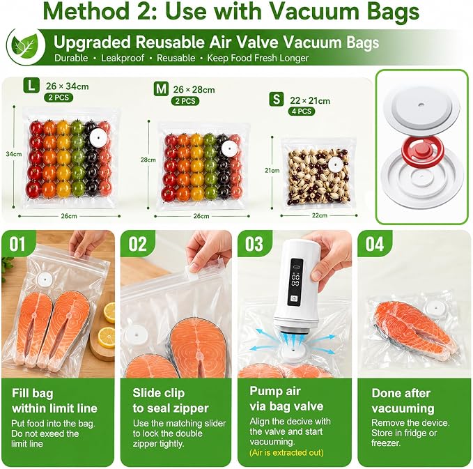 4-in-1 Handheld Vacuum Sealer for Food with Reusable Canning Lids | Rechargeable Portable Vacuum Sealer, Multi-use for Canning Lids, Vacuum Bags, Storage Containers & Wine Preservation