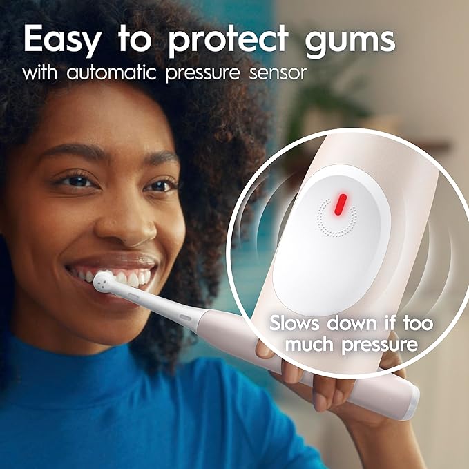 Oral-B Rechargeable Electric Toothbrush, iO Limited Simple Clean, 3 Cleaning Modes, Automatic Pressure Sensor to Protect Gums, Travel Case, Peach