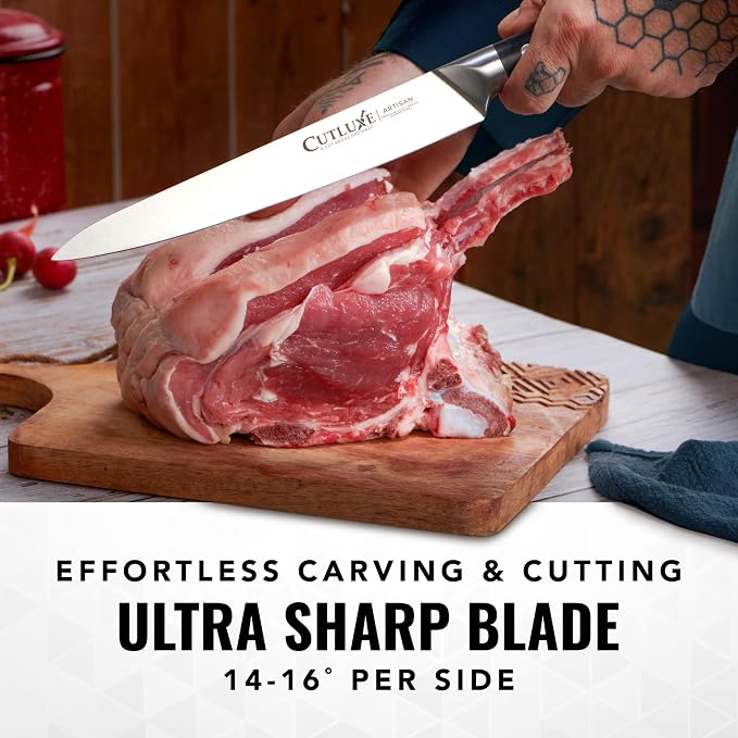 Cutluxe Chef Knife Set, 7-Piece Kitchen Knives – Razor Sharp German Steel | Professional Full Tang Blades with Ergonomic Handles – Artisan Series, Forged High Carbon