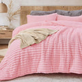 Sasttie King Comforter Set 3 Pieces - Super Soft Fleece Comforters King Size, 1 Luxury Warm Fuzzy Marshmallow Comforter with 2 Pillow Cases, Faux Fur Down Alternative Bedding Set, Pink