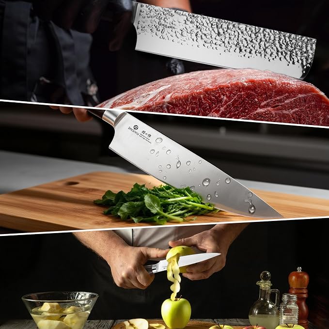 imarku 3 Pieces Knife set, Japanese HC Stainless Steel Kitchen Knife Set, Professional Chef Knife Set With Ergonomic Pakkawood Handle, Ultra Sharp Knives Set for Kitchen & Home Cooking, Gifts Box
