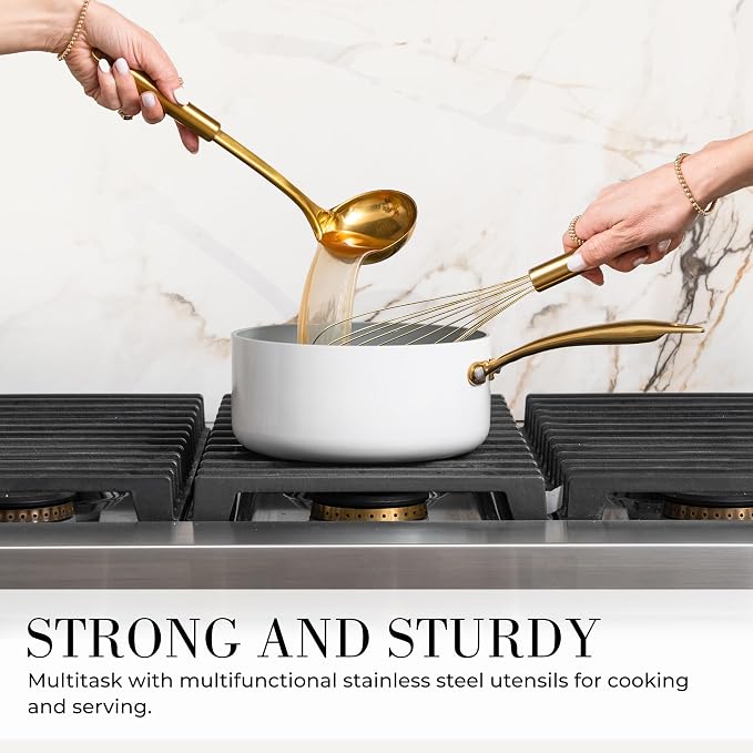 Styled Settings Black and Gold Kitchen Utensils Set - 15-Piece Nonstick BPA-Free Silicone Cooking Tools with Measuring Cups and Spoons - Luxury Kitchen Accessories for Stylish Cooking and Baking