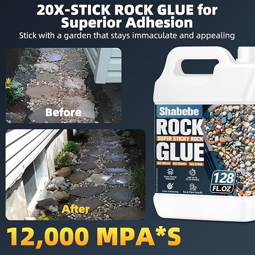 Rock Glue for Landscaping – 21.4OZ (Make 42.8OZ) Mulch Binder with Grip Max, Max Coverage Gravel Glue for Rocks, Gravel & Pine Straw, Covers Up to 3X Area, Fast-Drying & Weather-Resistant