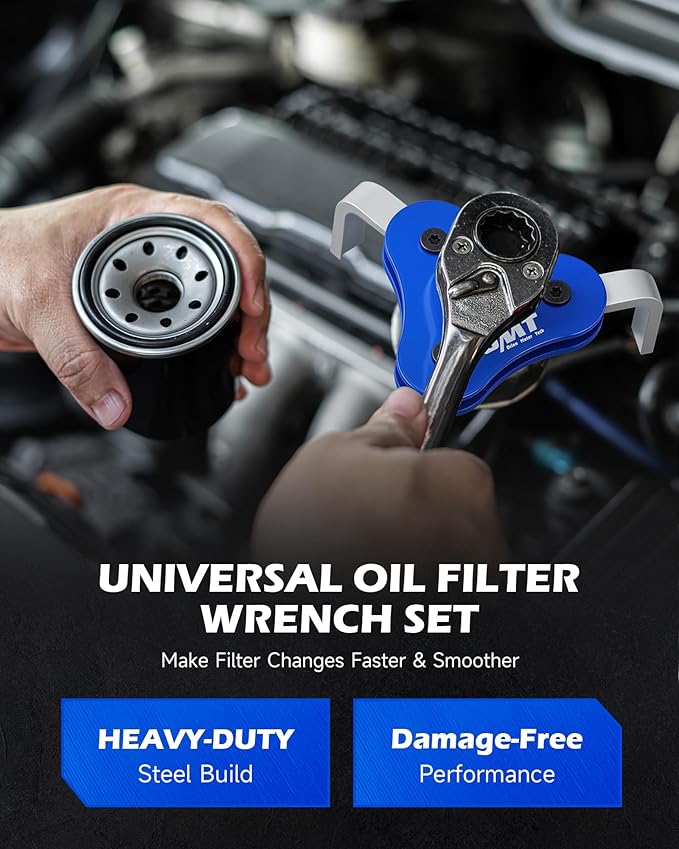 Orion Motor Tech 2pc Oil Filter Wrench Set, Adjustable Oil Filter Removal Tools with 2.5-4 & 2.7-5.1 in. Diameters for 1/2 & 3/8 in Drive, Universal Oil Change Filter Wrenches for Car Truck Motorcycle