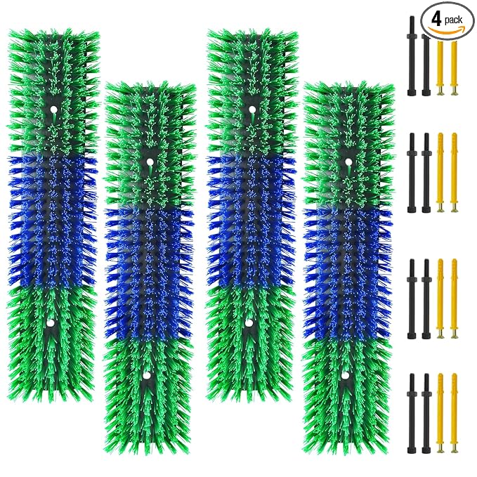 Livestock Scratch Brush With 16 Screws，Animal Back Scratching Brush for Cow,Cattle,Sheep, Horses,Pigs，Massage Grooming Tool(Green, 4pcs)