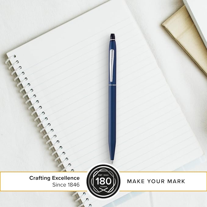 Cross Click Ballpoint Pen, Metallic Navy Blue | High-End Writing Tool for Versatile Use - Smooth Writing & Journaling -Long-Lasting - Black Ink - Includes Gift Box