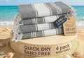 LANE LINEN Beach Towels 4 Pack Oversized, Turkish Towel Set - Smoky Black | Pre-Washed Oversized Beach Towel - 39"x71", Vacation Essential - Machine Washable, Travel & Camping - Super Absorbent, Soft