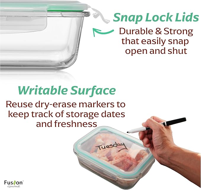 Family Pack - Glass Storage Containers - Airtight 5 Pack | Borosilicate Build, 2x72 oz 2x12.5 oz 1x35 oz, Microwave Oven Freezer Safe, Leak Resistant, Nesting Design