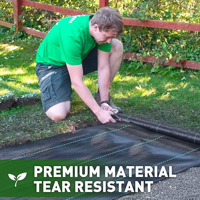 HOOPLE 4 * 50FT Premium Garden Weed Barrier Landscape Fabric Durable & Heavy-Duty Weed Block, Easy Setup & Superior Weed Control (4ft*50ft Folded)