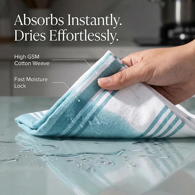 Urban Villa Kitchen Towels Cotton Dish Towels 20”x30” (Set of 6) Aqua