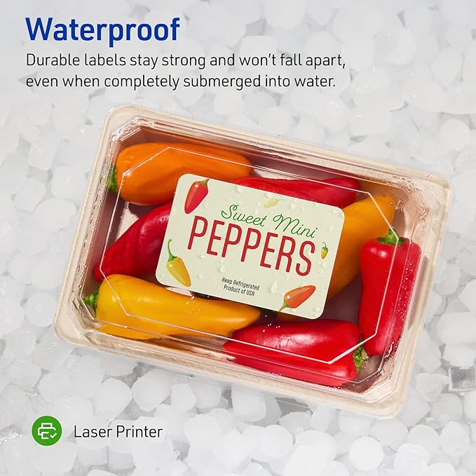 Avery Waterproof Labels with UltraHold Permanent Adhesive, 2" x 4", 500 Labels for Laser Printers (5523)