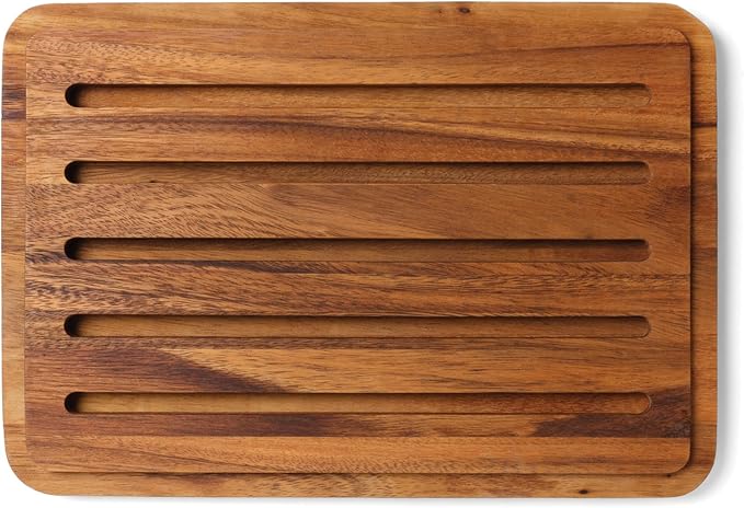 Ironwood Nesting Bread Cutting Board with Crumb Catcher, 10" x 15" x 0.75" | Slice & Serve Bread On One Wood Board | Crumb Catcher Tray To Minimize Mess | Beautiful Acacia Wood | Sandwich Cutting Board