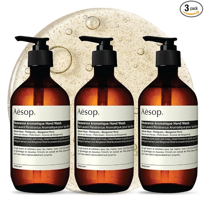 Aesop Reverence Aromatique Exfoliating Hand Wash | Exfoliating Hand Soap with Finely Milled Pumice | Gentle Cleanser & Skin-Smoothing Formula with Vetiver, Petitgrain & Bergamot | 500mL / 16.9 oz