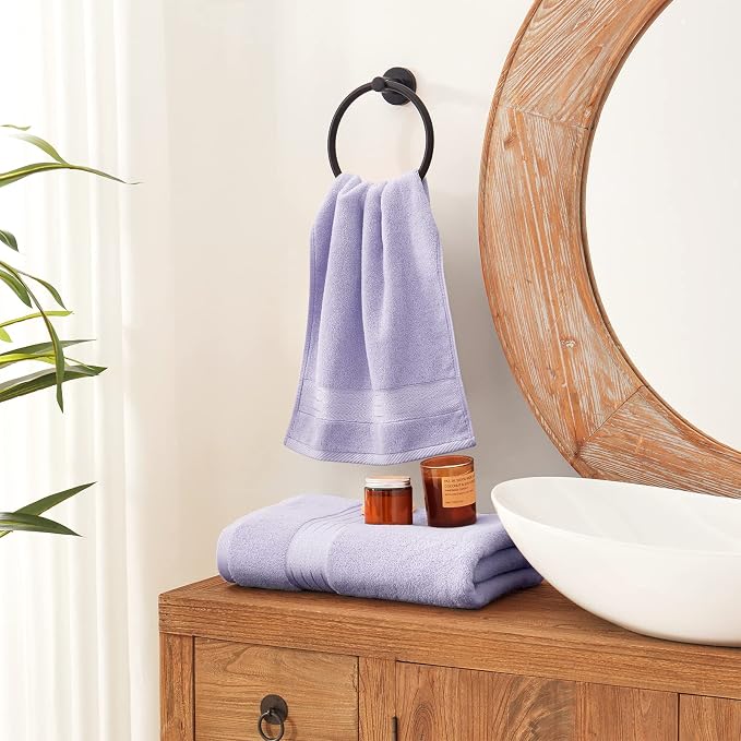 COZYART Luxury Hand Towels 4 PCS, Lavender 100% Turkish Cotton 650 GSM | OEKO-Tex 100 Certified Zero Twist Ring Spun, Soft Absorbent Quick Dry, Plush Fluffy, Breathable Hotel Quality for Daily Use