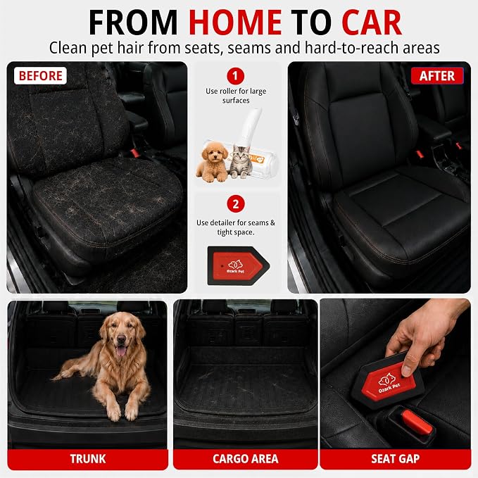 Grooming Brush for Dog/Cat with 2 Sided Grooming Brush for De-Shedding, De-Matting Reduces Shedding up to 95%, Great Short to Long Hair Small Large (Red, Combo 4-in1 Small)