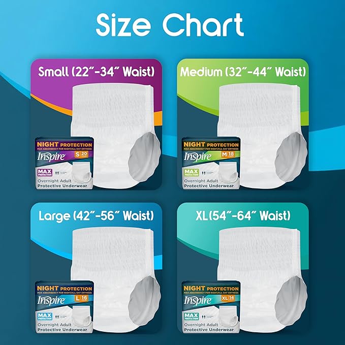 Inspire Adult Diapers Women or Men - MAX Absorbency | Our Most Absorbent and Dry, Incontinence Underwear for Women or Men | Leak Proof Diaper Overnight or Daytime for Heavy