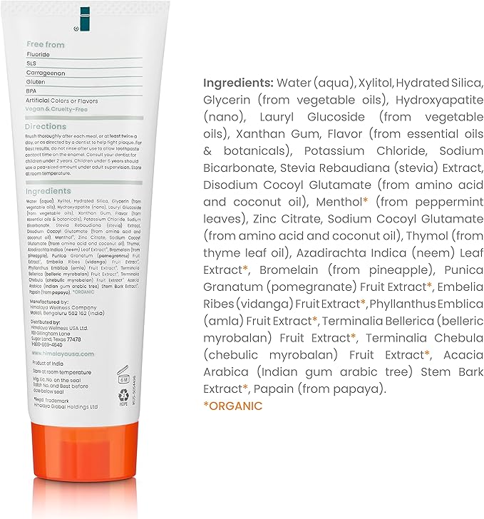 Himalaya Botanique Whitening+ Nano Hydroxyapatite Toothpaste, Mint, 4 oz | Nano Hydroxyapatite Toothpaste, Support Enamel Strength & Integrity,Great for Sensitive Teeth, Fluoride Free,SLS Free & Vegan