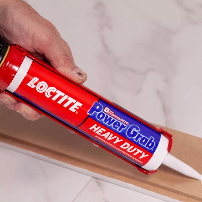 Loctite Power Grab Express Heavy Duty Construction Adhesive, 9 fl oz Cartridge, 1 Pack - Versatile Constuction Glue for Wood, Wall, Tile, Foam Board & More