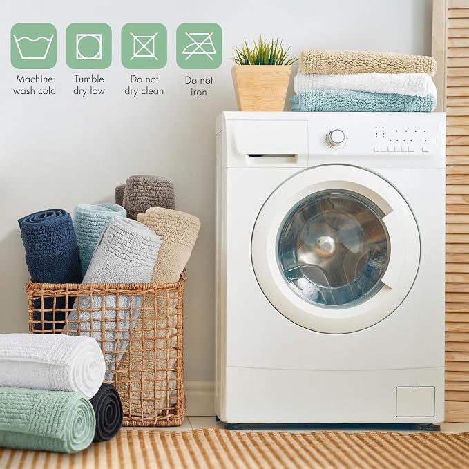 Madison Park Splendor Reversible 100% Cotton Bath Rug, 24 x 44, Green | Tufted Bathroom Mat, 3000 GSM, Hotel Quality, Luxurious Plush, Medium Pile, Absorbent, Quick Dry, OEKO-TEX, Shower Room Décor