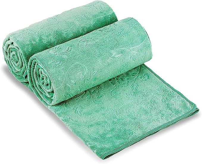 JML Extra Large Microfiber Bath Sheets Towels, 2 Pack, 35" x 70", Green | Oversized, Hanging Loop, Soft, Super Absorbent, Fast Drying, Perfect for Sauna, Shower, Sport, Fitness, Yoga