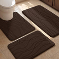 YIHOUSE Bathroom Rugs Set 3 Piece, Memory Foam Bath Mat Brown | Ultra Soft, Absorbent, Non-Slip, Machine Washable, for Bathroom, Sink and Toilet