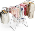 APEXCHASER Stainless Steel Clothes Drying Rack, Drying Rack Clothing with Height-Adjustable, Foldable Gullwings Laundry Drying Rack, Indoor Outdoor Use, No Assembly