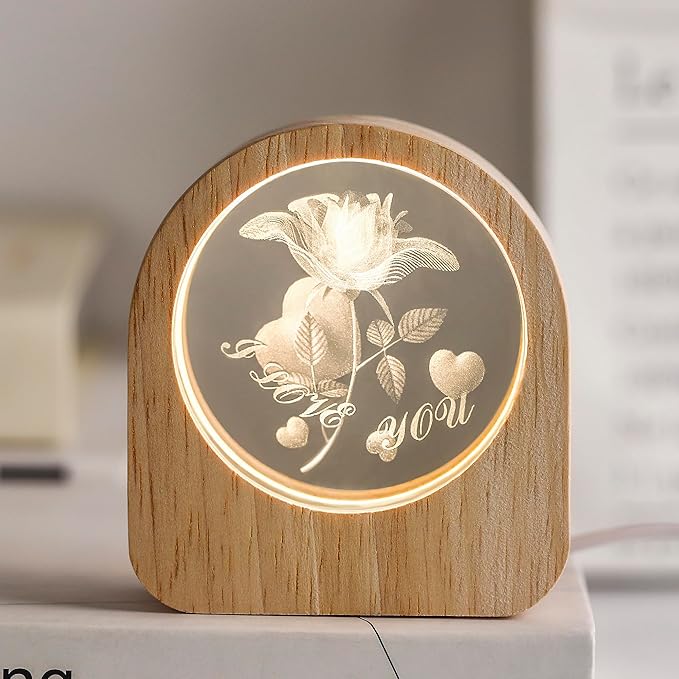 ZHSHWAT Gifts for Women,Romantic Rose Night Light and Heart Key Bottle Gift Set - Perfect for Valentines Day, Birthday, Mothers Day Anniversaries for Her Wife