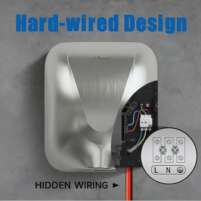 Commercial Hand Dryer for Bathroom, Automatic Wall Mounted Stainless Steel Electric Hand Dryer for Restrooms, Offices, Hotels, Restaurants & Public Facilities, Silver
