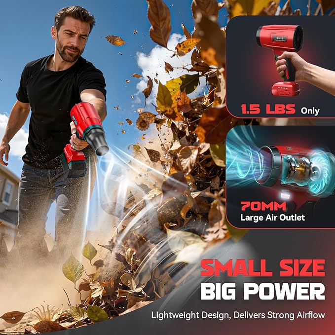 DIYtoolifz Cordless Leaf Blower Compatible with Milwaukee (Tool Only), 800,000RPM Brushless Motor, Adjustable Speed, Lightweight Portable Electric Blower for Car, Patio, Garden (Without Battery)