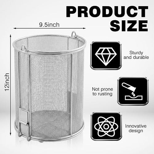 1 Pcs 1/32″ Mesh 5 Gallon Dip and Drain Stainless Steel Part Cleaning Strainer Basket for Buckets, Swing Handle, for Mechanics, Auto Parts Washing, Shop & Home Workshop, Bucket Not Included
