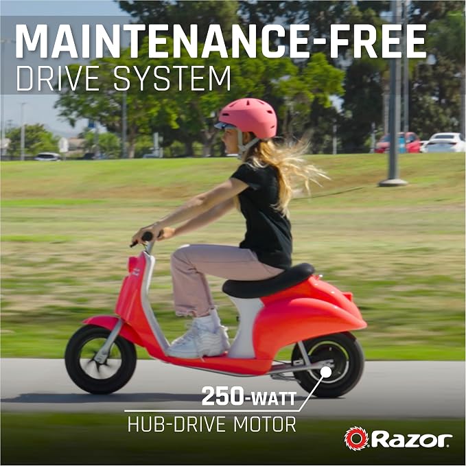 Razor Pocket Mod Classic Miniature Euro-Style Electric Scooter for Ages 8+, Vintage-Inspired Design, High/Low Speed Switch, Up to 80 Minutes Ride Time
