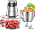 MEGAWISE Food Processor, 800W Electric Meat Grinder, 1.8L Stainless Steel Bowl & 1.8L Glass Bowl, Dual Speed Modes for Meat, Onion, Vegetables, Nuts, Fruits, Baby Food