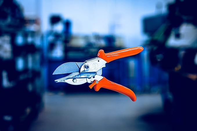 Original LÖWE Mitre Scissors 3.104/HÜ with Lever Transmission and 45 Degree Stops, for use in Industry and Crafts, for Hard and Flat Materials Such as Plastic, Rubber, Wood, PVC, Leather