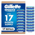 Gillette Mach3 Turbo Mens Razor Blade Refills, 17 Count