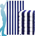 Genovega 6 Packs Oversized 72X40 Inch Stripe Beach Towel Thin Terry Set Extra Large XL Big Clearance Towels Soft Swim Pool Travel Accessories Essentials Camping Adults Men Women Gift Navy Blue