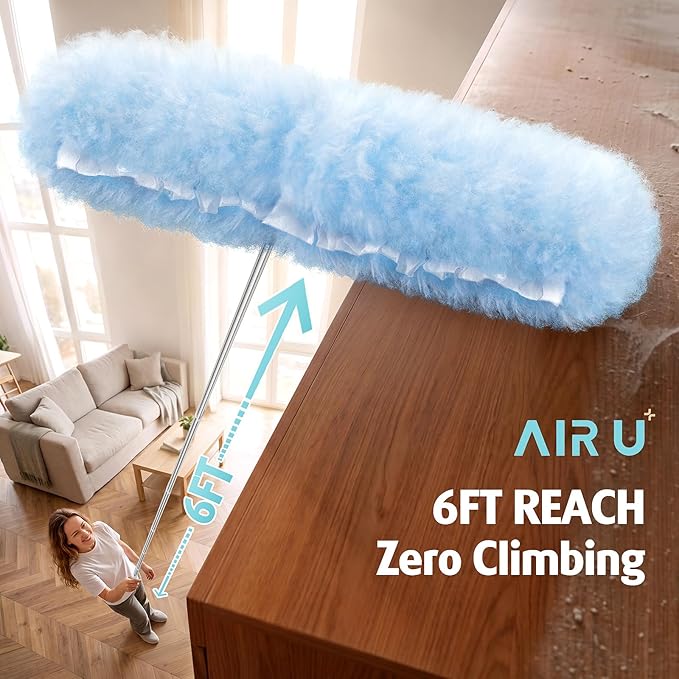 6ft Extendable Duster Handle with 40 Refills, Compatible with Swiffer Duster, Disposable Microfiber Dusting Pads for Home Cleaning, Ceiling, Fan, Window, Hard-to-Reach Areas