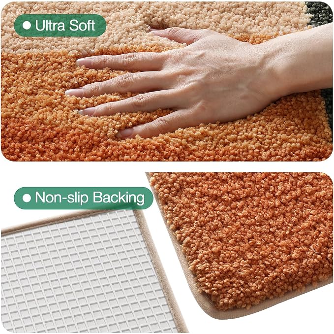 LUMI Bathroom Rugs with Cactus Plant, Square Bathroom Mat, Ultra Soft, Absorbent Quick Dry, Non-Slip Washable Shower Rugs, Luxury Carpet for Shower Floor, Bathtub, Home Decor, 26"x26"