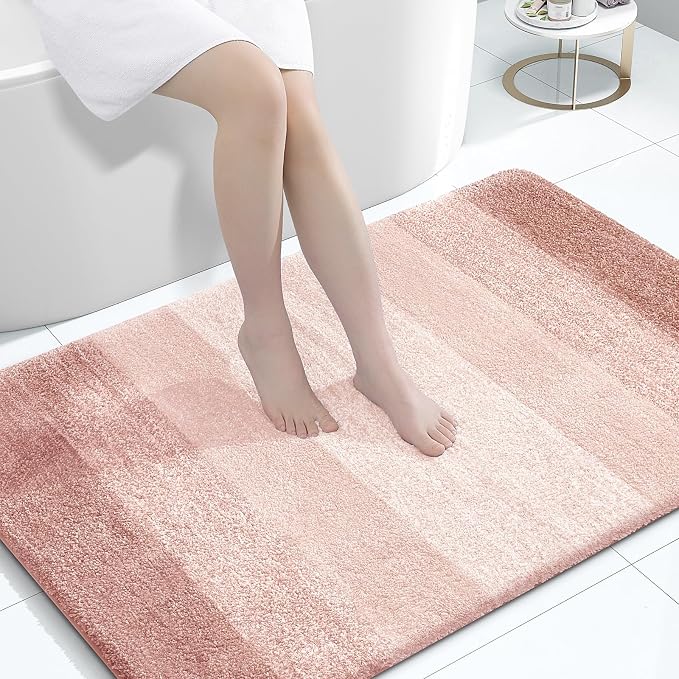 OLANLY Large Bathroom Rugs Mat 44x32, Extra Soft Absorbent Microfiber Bath Rugs, Rubber Backing, Quick Dry, Machine Washable Bath Mats for Bathroom Floor, Tub and Shower, Home Decor Accessories, Peach
