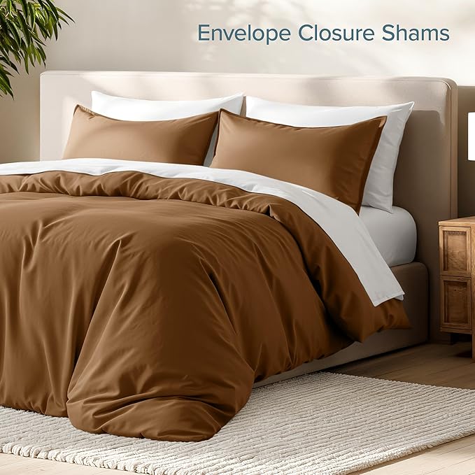 Bare Home Bedding Duvet Cover Queen Size - Premium 1800 Super Soft Collection - Lightweight, Cooling - Soft Breathable Bedding Duvet Cover (Queen, Caramel)