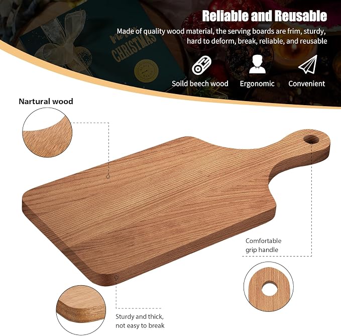 Didaey 6 Pcs Cutting Board Bulk Kitchen Thicken Chopping Platter with Handles Wooden Charcuterie Serving Trays Blank Wood Boards for Engraving Wedding Housewarming(Walnut,11 x 5 Inch)