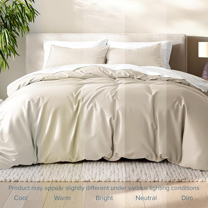 Bare Home Bedding Duvet Cover King Size - Premium 1800 Super Soft Collection - Lightweight, Cooling - Soft Breathable Bedding Duvet Cover (King, Sand)