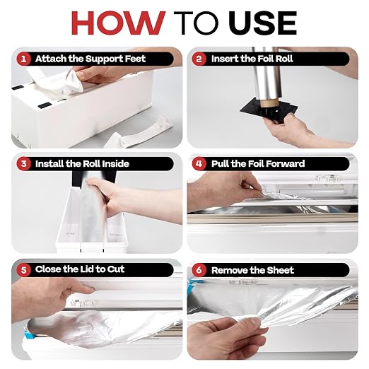 IDL Packaging WP-179DA 12" FoilMaster Dispenser for Aluminum Foil Roll, White – Professional Dispenser with Cutter for Foil Wrap – Hidden Blade, Smooth and Safe Cutting