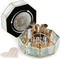 CoralHouse 360° Rotating Makeup Organizer Spinning Vanity Organizer with Makeup Brush Holder for Countertop, Bathroom Storage, Skincare, Perfume & Cosmetic Organizer for Vanity