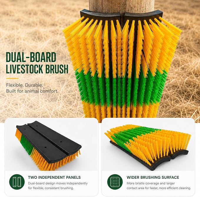 Livestock Scratching Brush 4 Pack for Itchy Coats, Goat and Horse Scratcher for Cows, Horses, Goats, Pigs and Donkeys, Mounts on Posts, Fences, Stalls and Tree Stumps