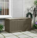 110 Gallon Waterproof Large Resin Deck Box, Lockable Large Outdoor Storage Box Indoor Outdoor Storage Container for Patio Cushions, Gardening Tools, Pool Supplies, Grey