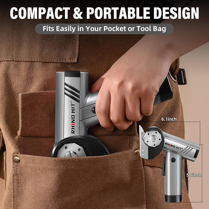 Cordless Electric Scissors, Rechargeable Rotary Cardboard Cutter with LED Light & Safety Lock, 4-Speed Adjustable, 3 Blades for Fabric, Carpet, Leather & Carton, with Storage Case(silver)