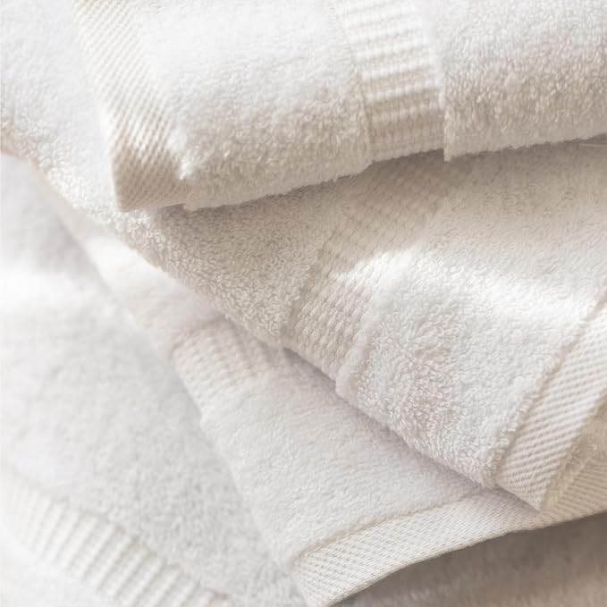 SALBAKOS 12-Piece 100% Turkish Cotton Washcloths and Face Towels, White | 13x13 in Standard Size Small Towel, Multi-use Bathroom & Kitchen, Thick Super Soft Absorbent Durable, Oeko-Tex Made in Turkey