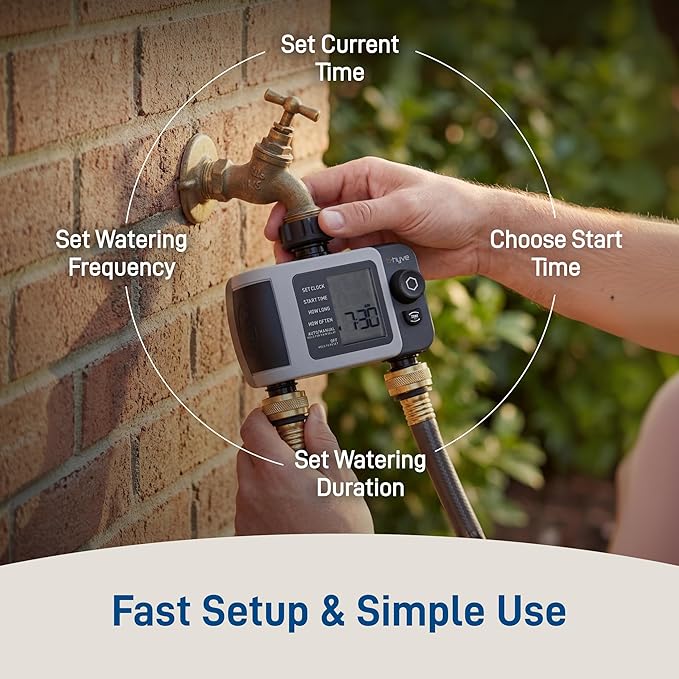 Orbit B-hyve XD 2-Port Smart Hose Watering Timer - Features Dual Outlet Irrigation Control - App Controlled Watering Timer with Bluetooth - Weatherproof Battery Powered - 24632