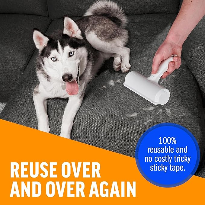 Portable Pet Hair Remover Roller for Dogs & Cats – Reusable Fur Remover Brush for Furniture, Clothes, Sofas, Car Seats & Beds | Easy-to-Clean, Eco-Friendly, No Sticky Tapes Needed (Roller)
